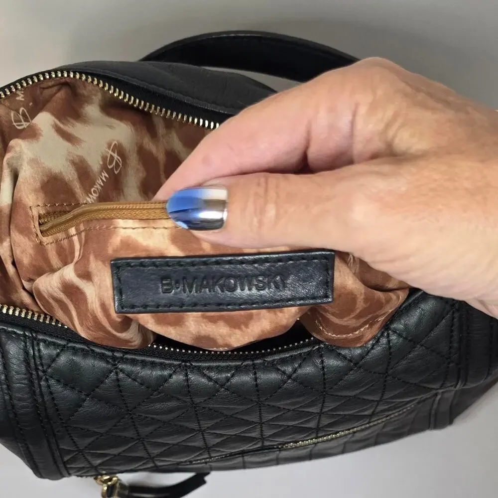B makowsky black leather quilted
